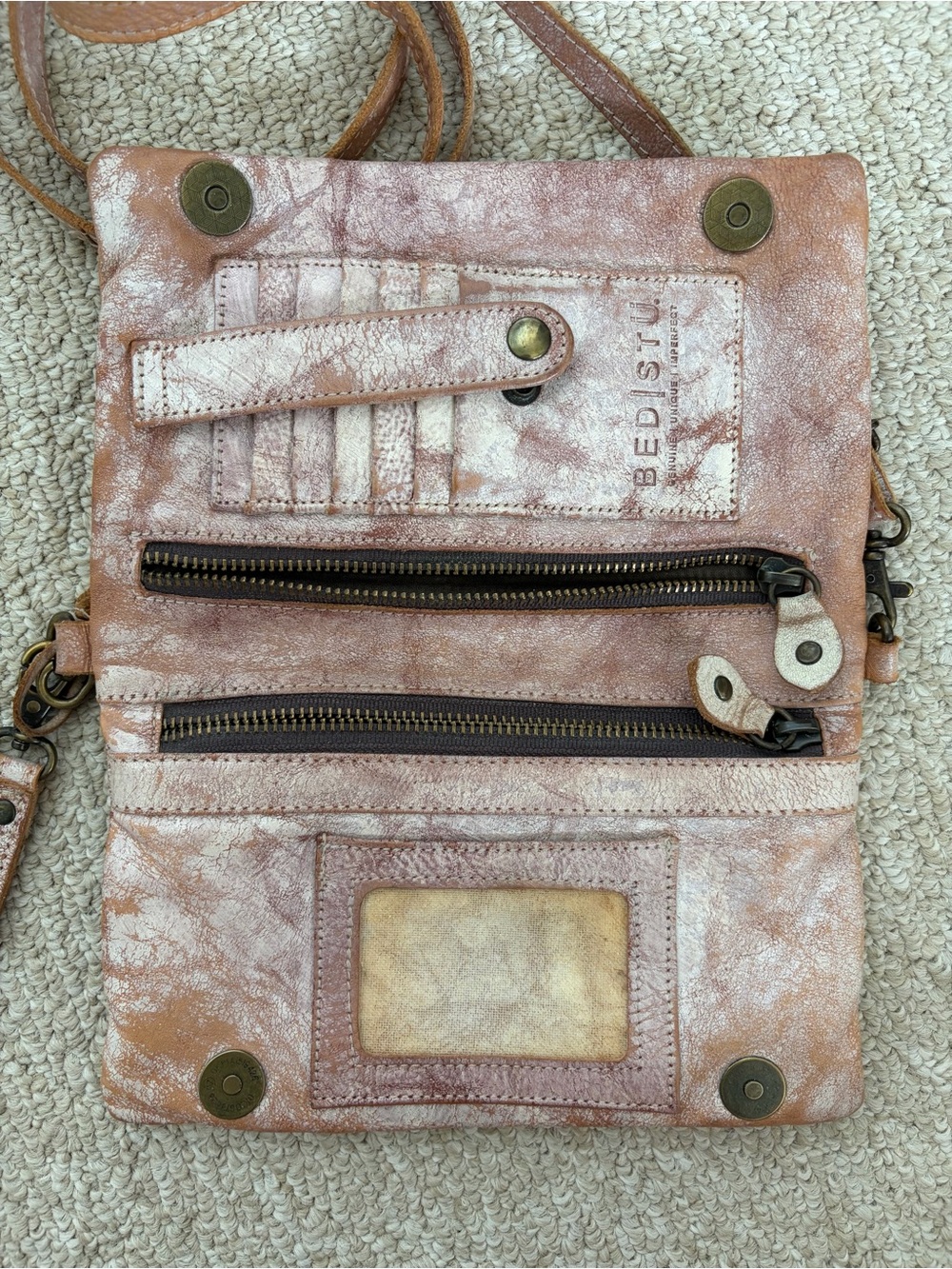 BED | STU Whitewash Leather Crossbody Clutch for Women - Picture 4 of 4